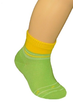 Состав:
Хлопок 90%, 
ПА 7%, 
Эластан 3%
	Детские носки из хлопка. Гладь. Цвета ассорти, двухцветные, полоска.