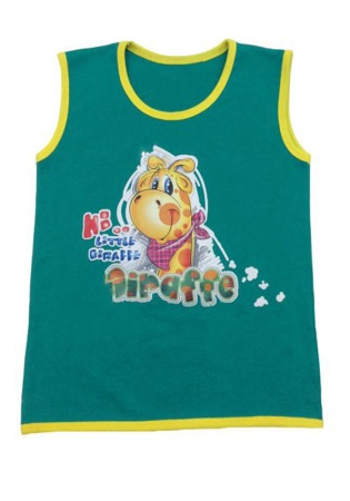 Состав:
Кулирка 
Хлопок 100%
	Майка детская с аппликацией.