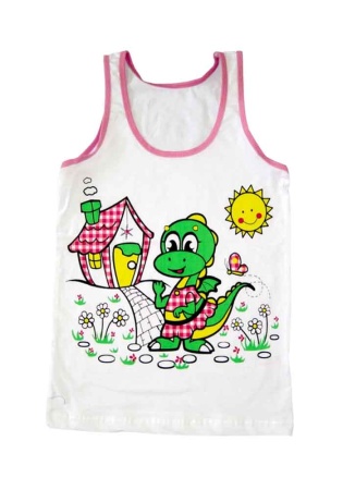 Состав:
Хлопок 95%
Эластан 5%
	Детская майка для девочек. 