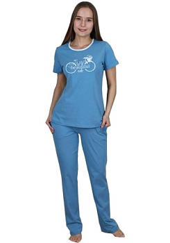 Состав:
Хлопок: 100%
	Женский комплект с брюками.

Обратите внимание: расцветка товара на сайте может отличаться от фактической расцветки. Оптовый склад оставляет за собой право поставить товар любого цвета, который имеется на данный момент.	