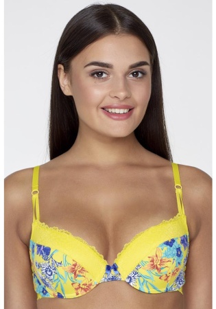 Состав:
Эластичное полотно
ПА 88%,
ПУ 12%
Кружево
ПА 90%,
ПУ 10%
	Бюстгальтер классической формы с формованной чашкой с Push-ap для размеров 70AB, 75ABC, 80B и без Push-ap для размеров 70C, 75DE, 80CDE, 85BCD. Детали бюстгальтера выполнены из э