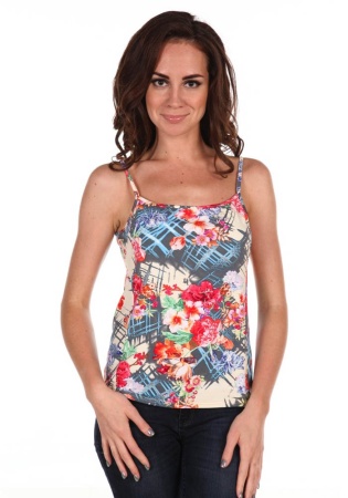 Состав: 
Вискоза 95% 
Лайкра 5%
	Женский топ из принтованного полотна. 

Обратите внимание: расцветка товара на сайте может отличаться от фактической расцветки. Оптовый склад оставляет за собой право поставить товар любого цвета, который имеетс