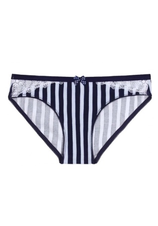 Состав:
Хлопок 95%
Эластан 5%
	Трусы-слипы синего цвета в белую полоску.