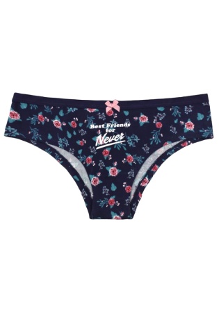 Состав:
Хлопок 95%,  
Эластан 5%
	Женские трусики из набивного полотна, декорированы атласным бантиком.