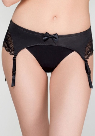 Состав:
Эластичное полотно
ПА 85% 
ПУ 15% 
Эластичное кружево 
ПА 90% 
ПУ 10% 
	Пояс для чулок из эластичного кружева и эластичной ткани с эффектом 