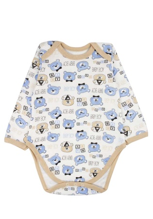 Состав:
Футер
Хлопок 100%
	Боди с длинным рукавом на трех кнопочках снизу, утепленное внутри футером. На плечах разрезики для удобства одевания.