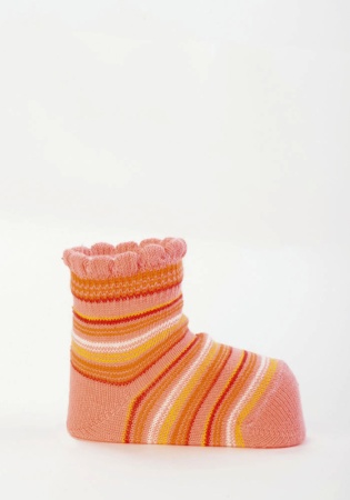 Состав: 
Хлопок 80%, 
Полиамид 18%, 
Эластан 2%
	Детские носочки с рисунком в полоску, двойной бортик.