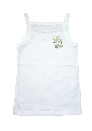 Состав:
Кулирка
Хлопок 100%
	Детская майка белая на бретелях. 