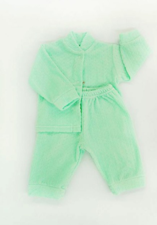 Состав:
Велюр
Хлопок 100%
	Комплект ясельный велюровый с манжетами на рукавах и штанишках.