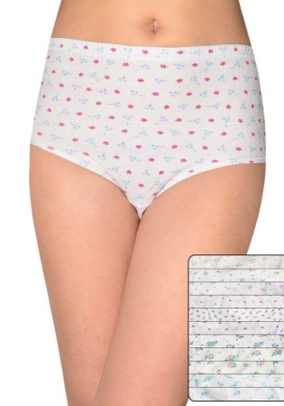 Состав:
Хлопок 95%
Эластан 5%
	Высокие женские трусы слипы большого размера с цветочным рисунком (рисунок меняется) и структурным 
