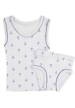 Состав:
Рибана
Хлопок 100%
	Комплект для мальчика (майка + трусы).