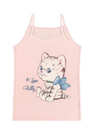 Состав:
Хлопок 100%
	Детская майка для девочки на тонких бретелях. Спереди украшены рисунком. Цвета ассорти. 