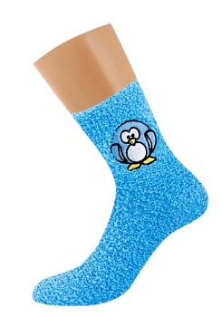 Состав: 
Полиэстер: 98%, 
Хлопок: 2%.
	Махровые детские носочки с антискользящим покрытием на подошве, по бокам вышита мордочка зверюшки: пингвин.