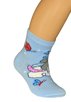 Состав: 
Хлопок 80%, 
ПА 15%, 
Эластин 5%
	Детские носки из хлопка. Компьютерный рисунок.