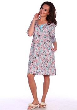 Состав: 
Кулирка 
Хлопок 100%
	Женская туника со свободным силуэтом трапеция, спинка В боковых швах карманы, горловина с пуговицами. Рукав 3/4. Не стесняет движений, комфортная и милая.

Обратите внимание: расцветка товара на сайте может отлича