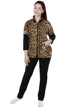 Состав
Толстовка (основа): кулирка с лайкрой. 
Хлопок 94%
Лайкра 6%.
Брюки, рукава, нижний воротник: футер.
ПЭ 72%
Вискоза 22%
Лайкра 6%.
	Костюм состоит из толстовки и брюк. Толстовка свободного силуэта на молнии с воротником-стойкой. Пройм