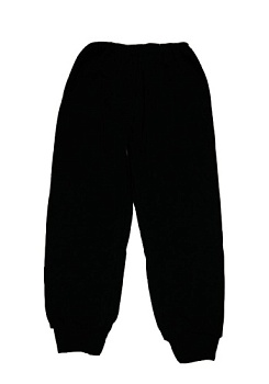 Состав:
Футер
Хлопок 100%
	Трико черного цвета из футера. Модель свободного фасона, специфическая особенность – высокая посадка и эластичные манжеты на штанине. Трико, как правило, используют по своему функциональному назначению – и надевают детям 