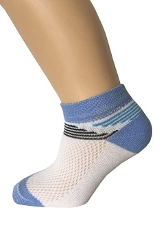 Состав: 	
Хлопок 80%, 
Полиамид 15%
Эластан 5%
	Носки летние с перфорацией по всему изделию с выделением резины, пятки и носка. Подходят как для мальчиков, так и девочек.