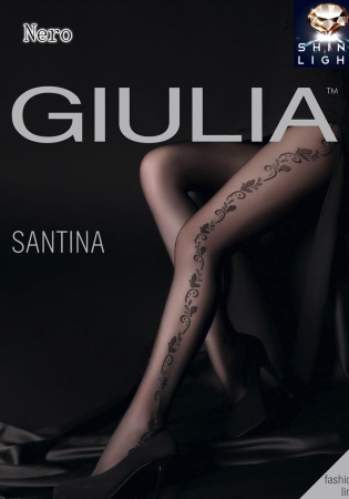 Состав:
Полиамид 88%
Эластан 10%
Хлопок 1%
Люрекс 1%
	Тонкие фантазийные колготки с оплетенным эластаном, плотностью 20 ден, с широким комфортным поясом, х/б ластовицей и плоскими швами. Вдоль боковой части ноги модели размещена цветочная гирлянд