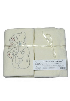 Состав:
Велюр на х/б подкладке
Подкладка 100% хлопок,
Верх: 80% х/б, 20% п/э
	Велюровый детский плед на х/б подкладке.