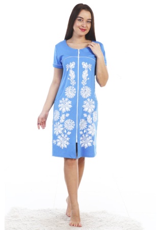 Состав:
Хлопок: 100%.
	Теплый халат на молнии из мягкой ткани, круглый вырез горловины, воротник отсутствует. Расцветка: черный, синий, красный, бордовый.
