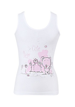 Состав:
Хлопок 95%
Эластан 5%
	Детская майка для девочек. 