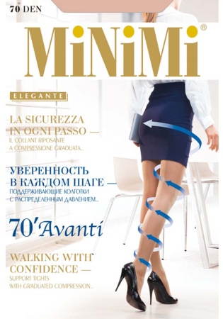 Состав:
Полиамид 80%, 
Эластан 18%, 
Хлопок 2%
	Полупрозрачные лечебные колготки с распределенным давлением, формованные, плотностью 70 ден, с укрепленным мыском, комфортным широким поясом, плоскими швами и х/б ластовицей. Хорошо поддерживают ягод