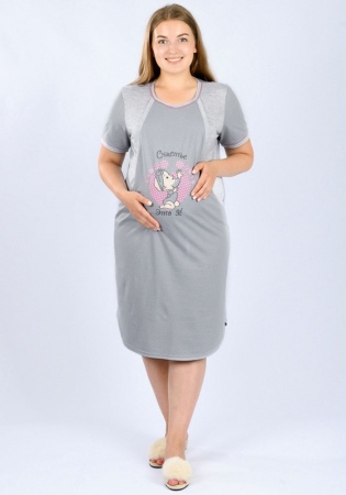 Состав:
Верх: Хлопок 50 % / ПЭ 50%
Низ: Хлопок 100%
	Туника свободного кроя для беременных и кормящих женщин. Перед туники двухслойный с дизайнерским принтом спереди. Нижняя часть туники имеет разрез для удобства кормления. Рукав короткий. Низ туни