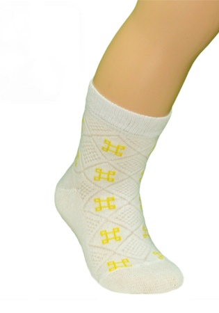 Состав: 
Хлопок 80%, 
ПА 15%, 
Эластин 5%
	Детские носки из хлопка. Кулирная гладь, компьютерный рисунок.