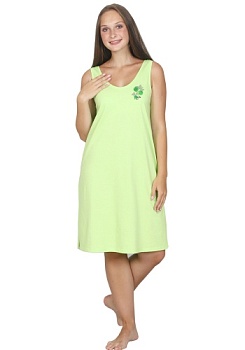 Состав: 
Хлопок 100%
	Сорочка из гладкокрашеного полотна на узких бретелях с принтом в верхней части полочки. Горловина и проймы обработаны узкой бейкой. В боковых швах разрезы. Вырез горловины спинки располагается ниже уровня горловины полочки.
