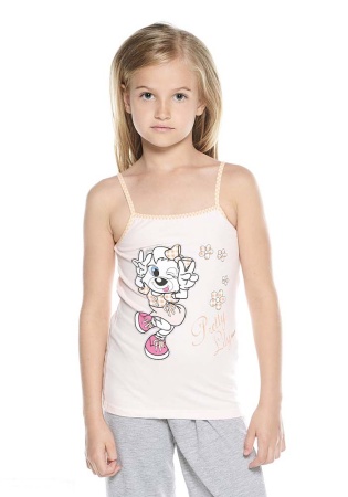 Состав:
Хлопок 95%
Эластан 5%
	Детская майка для девочек. 