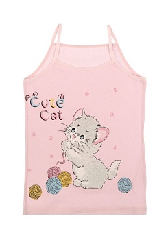 Состав:
Хлопок 100%
	Детская майка для девочки на тонких бретелях. Спереди украшены рисунком. Цвета ассорти. 