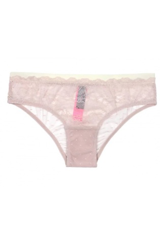 Состав:
Нейлон 90%
Эластан 10%
	Трусики-элегант кружевные. Модель декорирована изысканным розовым кружевом. 