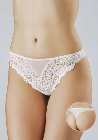 Состав:
Полиамид 80%
Эластан 20%
     Трусики-стринг из эластичного кружева и эластичного сетчатого полотна с низкой линией талии. Комфортная задняя деталь без обработки срезов.