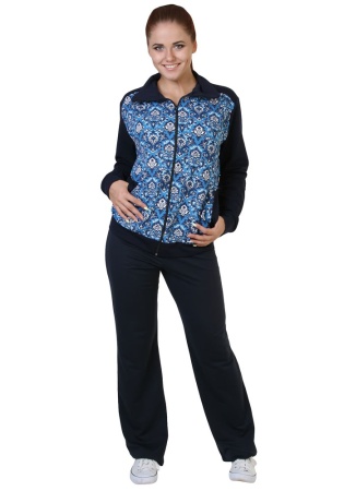 Состав:
Футер 
Основная ткань: ПЭ 70%, хлопок 15%, эластан 15%;
Отделочная ткань: Хлопок 72%, ПЭ 20%, эластан 8%
	Костюм женский 