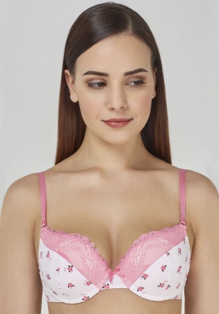 Состав:
Эластичное полотно
ПА 85%,
ПУ 15%
Кружево
ПА 90%,
ПУ 10%
	Бюстгальтер классической формы с формованной чашкой с Push-ap для размеров 70AB, 75ABC, 80B и без Push-ap для размеров 70C, 75DE, 80CDE, 85BCD. Детали бюстгальтера выполнены из э