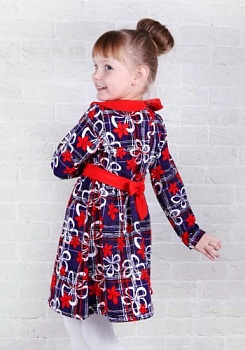 Состав:
Футер
Хлопок 100%
	Платье для девочки с длинными рукавами, с поясом.