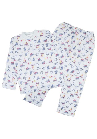 Состав:
Футер
Хлопок 100%
	Пижама детская, утепленная футером. На груди кнопка, которую можно расстегнуть при одевании пижамы.