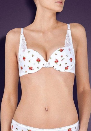 Состав:
Эластичное полотно
ПА 85%,
ПУ 15%
Эластичная сетка
ПА 88%,
ПУ 12%
Кружево
ПА 90%,
ПУ 10%
	Бюстгальтер классической формы с формованной чашкой с Push-up для размеров 70AB, 75ABC, 80B и без Push-up для размеров 70C, 75DE, 80CDE, 85BCD.