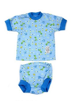 Состав:
Интерлок
Хлопок 100%
	Комплект ясельный. Состоит из двух предметов (футболка + трусики под памперс).