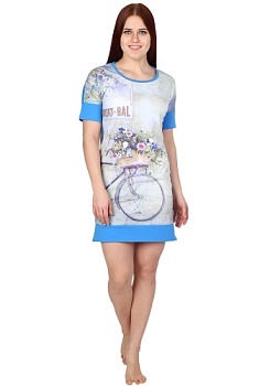 Состав:
Кулирка
Хлопок 100%
	Туника женская полуприлегающего силуэта с круглым вырезом горловины и цельно-кроеными рукавами на широких манжетах. На полочке принт. 

Обратите внимание: расцветка товара на сайте может отличаться от фактической ра