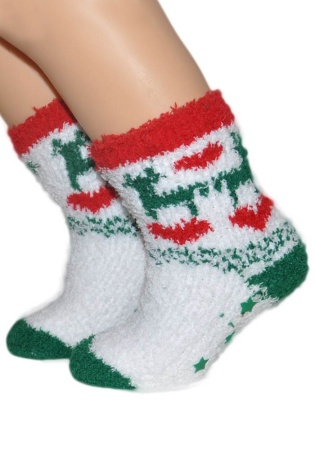 Состав:
Полиэстер: 97%, 
Эластан: 3%.
	Детские яркие новогодние носочки махровые-травка, с рисунком 