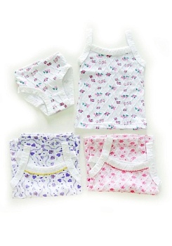 Состав:
Кулирка
Хлопок 100%
	Комплект нижнего белья для девочки (майка + трусы).