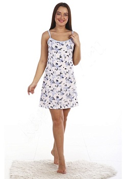 Состав:
Хлопок 100%
	Сорочка полуприлегающего силуэта. На тонких бретелях, длиной до середины бедра.