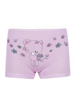 Состав:
Хлопок 95%
Эластан 5%
	Детские трусы-шорты для девочек с веселым рисунком спереди. 