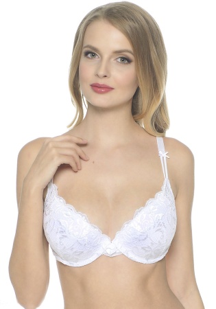 Состав:
Эластичная сетка
ПА 88%,
ПУ 12%
Эластичное кружево
ПА 90%,
ПУ 10%
	Бюстгальтер классической формы с формованной чашкой с Push-up для размеров 70AB, 75ABC, 80B и без Push-up для размеров 70C, 75DE, 80CDE, 85BCD. Детали бюстгальтера выпол