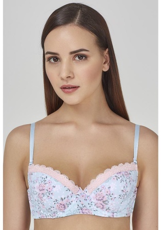 Состав:
Эластичное полотно
ПА 85%,
ПУ 15%
Кружево
ПА 90%,
ПУ 10%
	Бюстгальтер формы T-Shirt с формованной чашкой без Push-ap для всех размеров. Детали бюстгальтера выполнены из эластичного принтованного полотна и узкого кружева. Центральная дет
